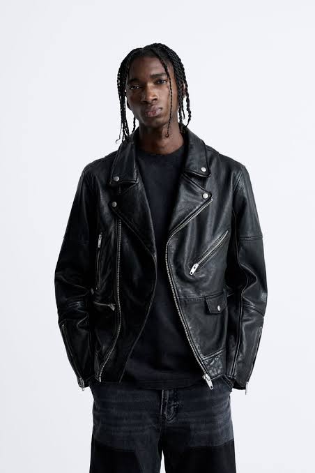 کاپشن چرم بایکر اورجینال زارا ZARA — مشکی