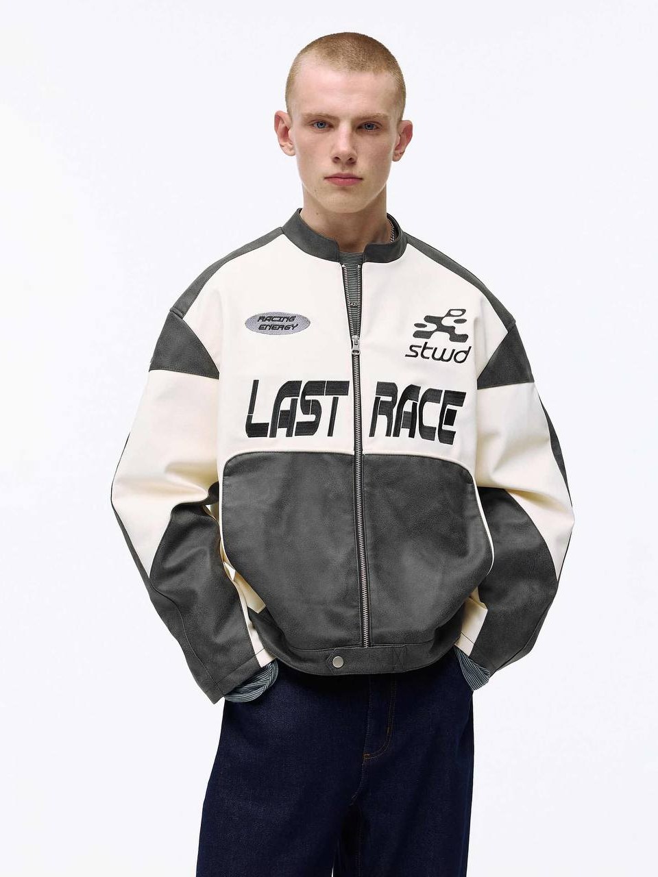 کاپشن چرم ریسنگ Pull & Bear — مشکی